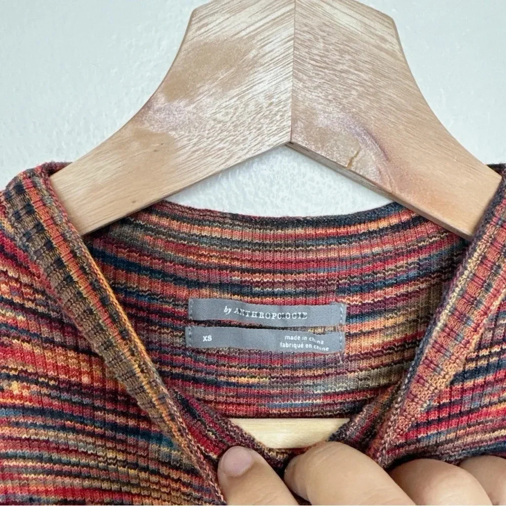 Anthropologie Womens Xsmall Tami Mock Neck Tunic Space Dye Slit Hem Knit Top